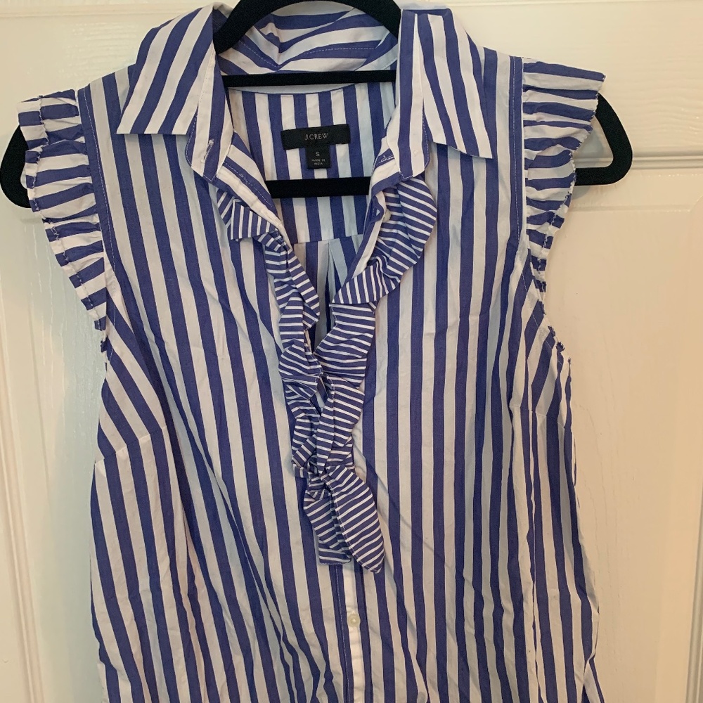 Jcrew striped ruffle top
